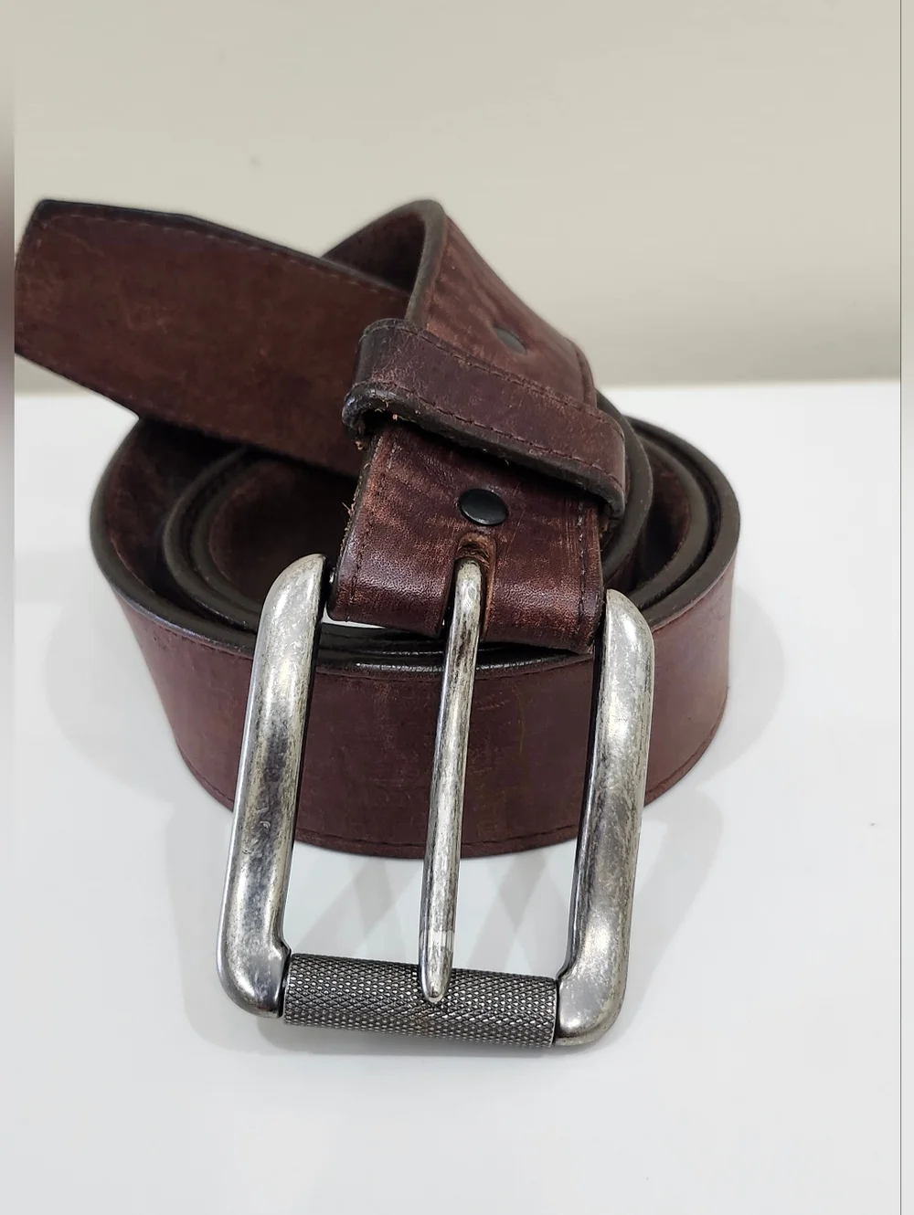 Justin Boots Bent Rail Leather Bomber Belt Brown Men's 38 1.5